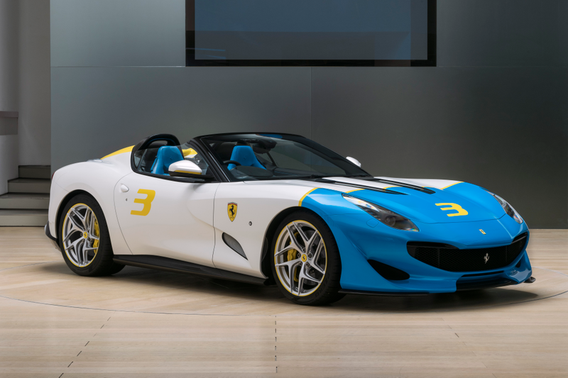 Illustration for article titled The Ferrari SP3JC One-Off Has an Adorable Big, Blue Face